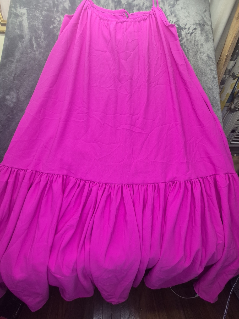 Karen T Design Maxi Length Sleeveless Hi Halter Spaghetti Straps Ruffled 3XL